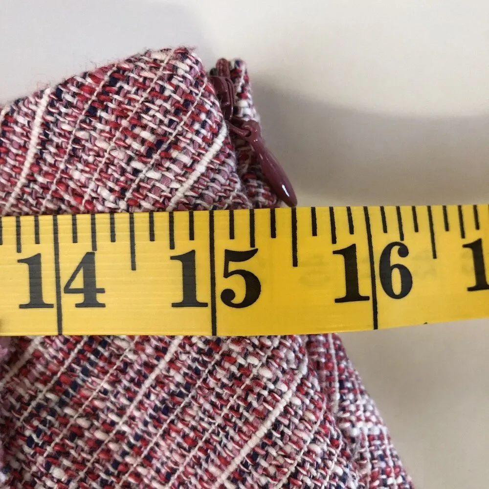 banana republic Pink Tweed Faux Wrap Skirt Fringe HemA Line  Mini Skirt Size 6